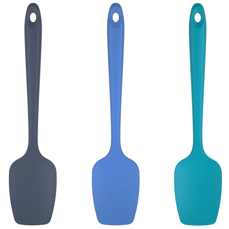 U-Taste Silicone Spoon Spatula Set, 600ºF High Heat Resistant Food Grade Flexible Rubber Scraper, Cooking Mixing Baking Kitchen Utensils Set of 3 (Multicolors) - Image 1