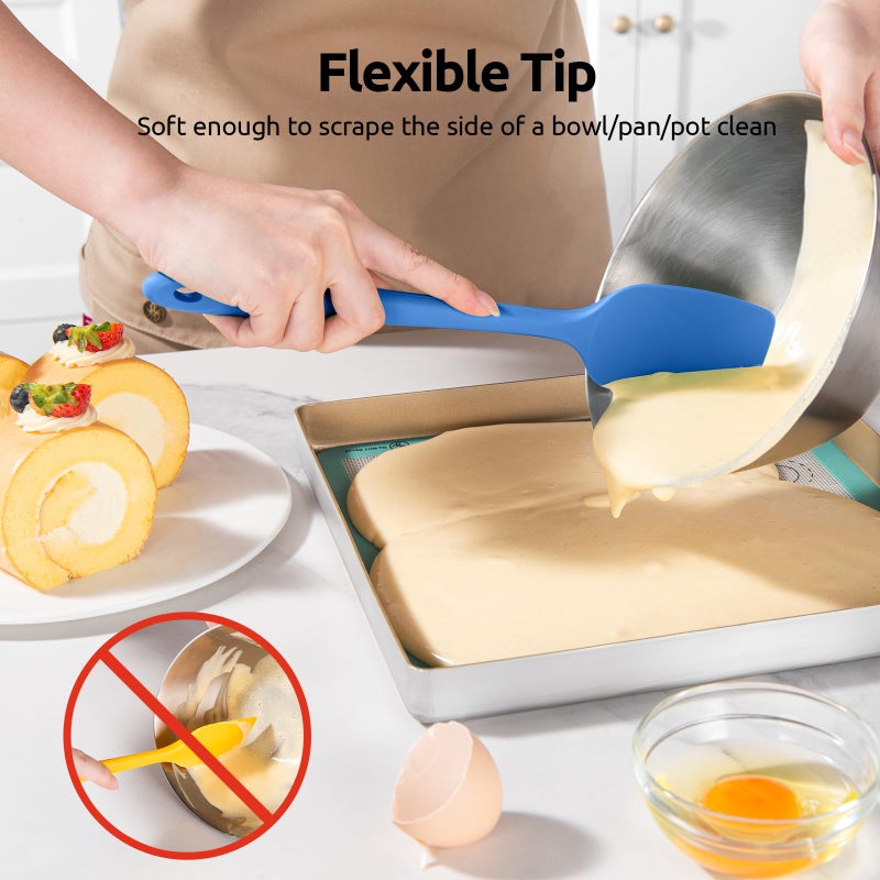 U-Taste Silicone Spoon Spatula Set, 600ºF High Heat Resistant Food Grade Flexible Rubber Scraper, Cooking Mixing Baking Kitchen Utensils Set of 3 (Multicolors) - Image 4