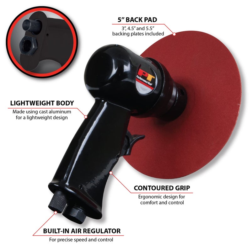 Performance Tool M573DB 5-Inch High Speed Sander with Adjustable Speed Control and Dust Collection System for Efficient Sanding and Polishing Jobs - Image 2