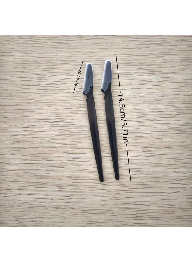 6pcs Black Safety Eyebrow Razors With Protective Covers For Women Men - Image 2