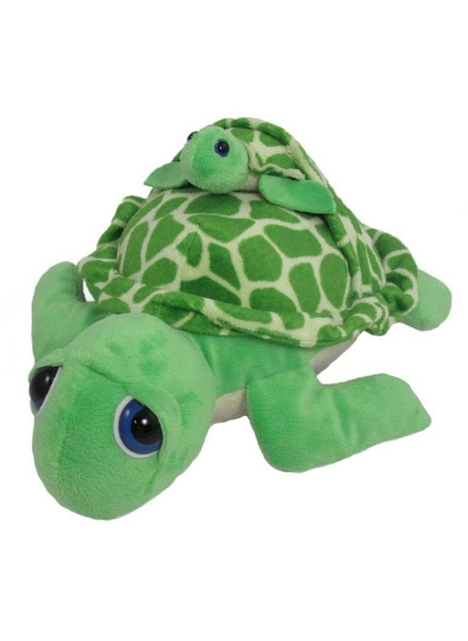 Wishpets Green Sea Turtle With Baby Attached Stuffed Animal Plush Toy 