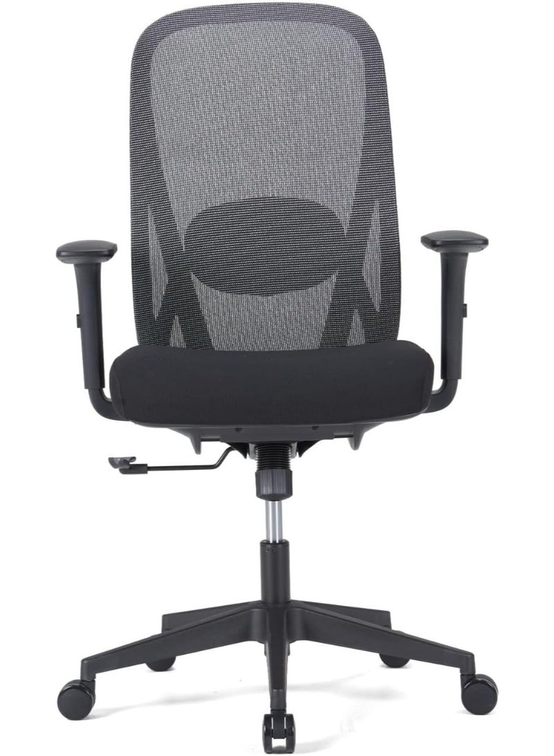 كاليبر كرسي مكتب Kaliber Nova متوسط ​​الظهر - يتميز بظهر شبكي أسود ومقعد من القماش الفاخر، مصمم هندسيًا لتوفير الراحة، مثالي لساعات طويلة - Image 4