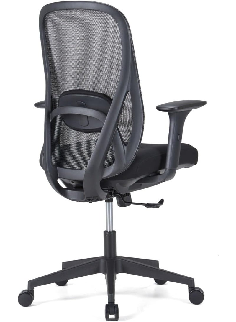 كاليبر كرسي مكتب Kaliber Nova متوسط ​​الظهر - يتميز بظهر شبكي أسود ومقعد من القماش الفاخر، مصمم هندسيًا لتوفير الراحة، مثالي لساعات طويلة - Image 2