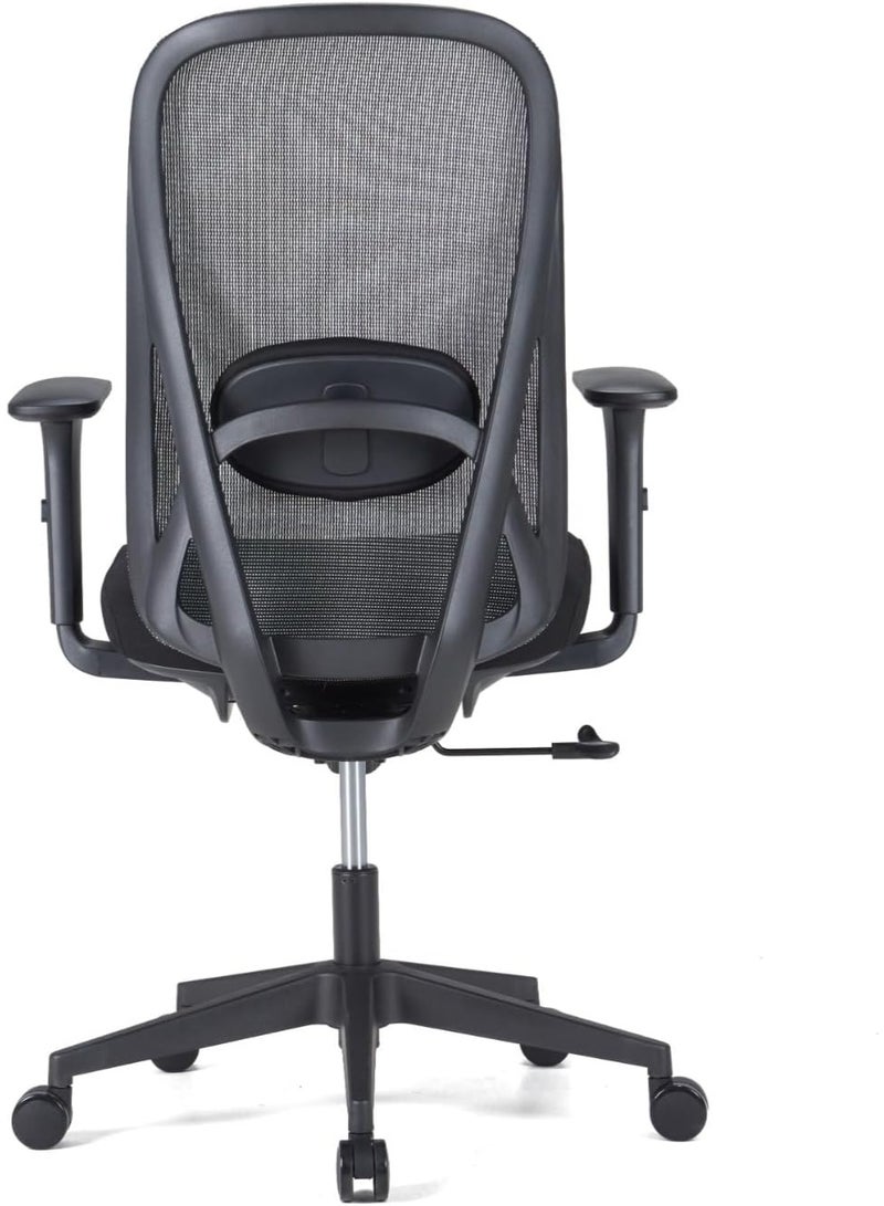 كاليبر كرسي مكتب Kaliber Nova متوسط ​​الظهر - يتميز بظهر شبكي أسود ومقعد من القماش الفاخر، مصمم هندسيًا لتوفير الراحة، مثالي لساعات طويلة - Image 5