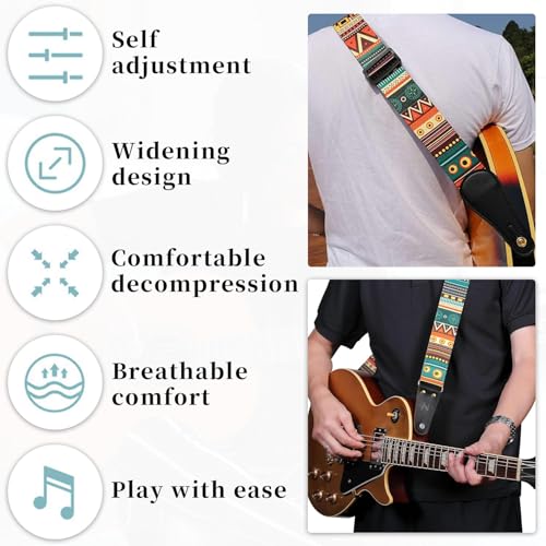 Qivorimith Guitar Strap,Acoustic Electric Guitar With 6 PCS Picks Guitar Accessories,Available for All Guitars - Image 3