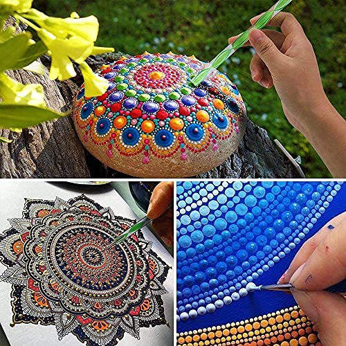 AmigozZ Dotting Tools Set with Mandala Dotting Stencils Templates Brushes and Paint Tray for Painting Rocks Drawing Drafting Kids Crafts & Nail Art (17 Pcs Mandala Set, Multicolor) - Image 5