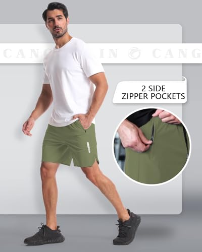 CANGHPGIN 2 Pack Mens Workout Athletic Shorts 7 inch Inseam Quick Dry Hiking Shorts Men Lightweight Sports Gym Shorts Running - Image 4