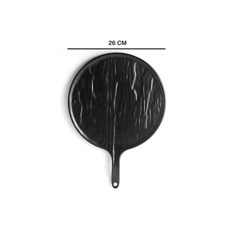 Ochtend Black Pizza Bat Platter Melamine Pizza Serving Bat to Serve Pizza, Melamine Round Pizza Plate 26 cm Food Tray (Pizza Platter) - Image 2