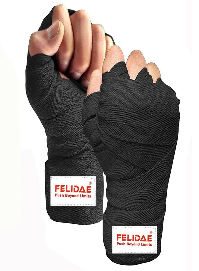 FELIDAE PRO Boxing Wrap for Men Hand Wrap for Boxing Punching Hand Wraps Wrist Supporter for Gym Boxing Bandage for MMA and Martial Arts (110 inch) (Black) - Image 1