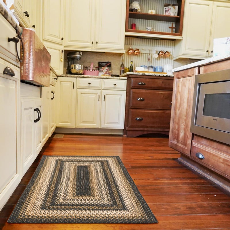 Homespice Kilimanjaro Premium Jute Braided Area Rug 22 x 72 Rectangular Hall Runner Black Natural Jute Yarn Rustic Country Primitive Farmhouse Style  30 Day Risk Free Purchase
