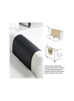 The Bros PU Leather Sofa Armrest Organizer, Armchair Magazine Holders, Waterproof Remote Holder for Recliner Couch, with 1 Large Pocket, 4 Small Pockets, for Magazine, Remote, Phone, Ipad, Books (Black)  - Image 4