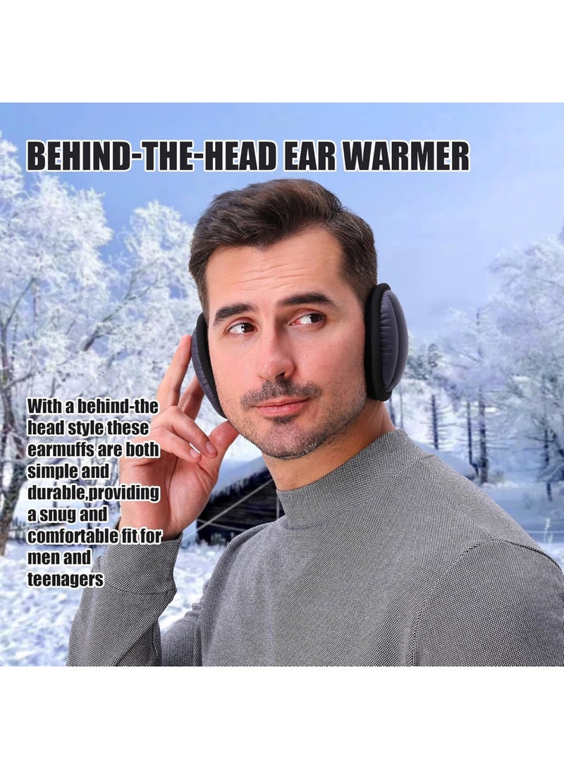 SOLARAE سماعات أذن قابلة للطي شتوية، عبوة 2، قابلة للتعديل، مصنوعة من الفليس، خلف الرأس، مقاومة للماء وخفيفة الوزن، للجنسين، لتغطية الأذن في الطقس البارد أثناء الجري، المشي، التزلج، ركوب الدراجات، باللون الأسود والرمادي - Image 2