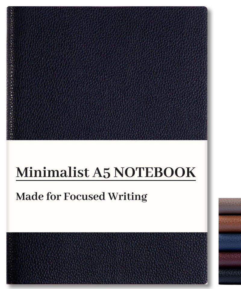 CAGIE Lined Journal Notebook for Men & Women,176 Pages A5 Medium Size, Softcover Leather Journals for Writing, College Ruled Notebook for Work & School, 100 GSM Thick Paper (5.7'' x 8.3'') (Black) - Image 1