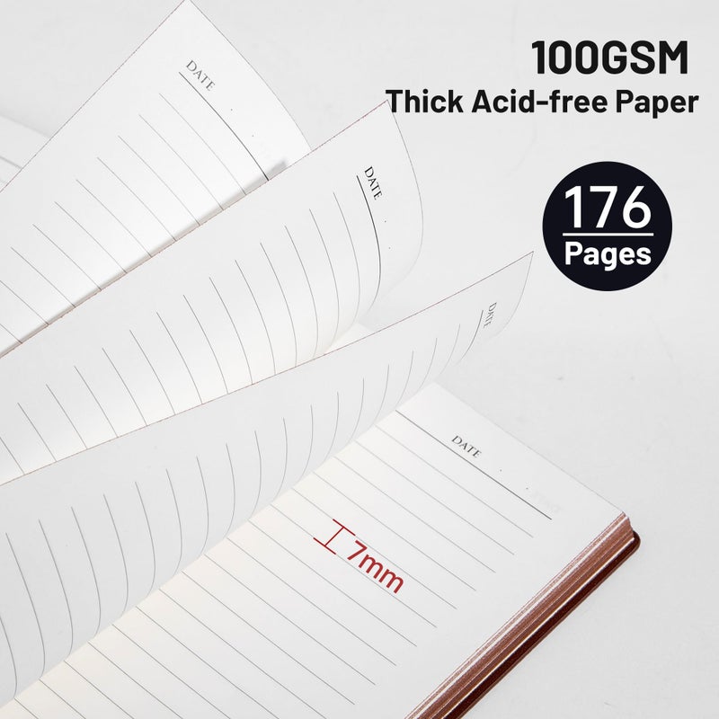 CAGIE Lined Journal Notebook for Men & Women,176 Pages A5 Medium Size, Softcover Leather Journals for Writing, College Ruled Notebook for Work & School, 100 GSM Thick Paper (5.7'' x 8.3'') (Black) - Image 5