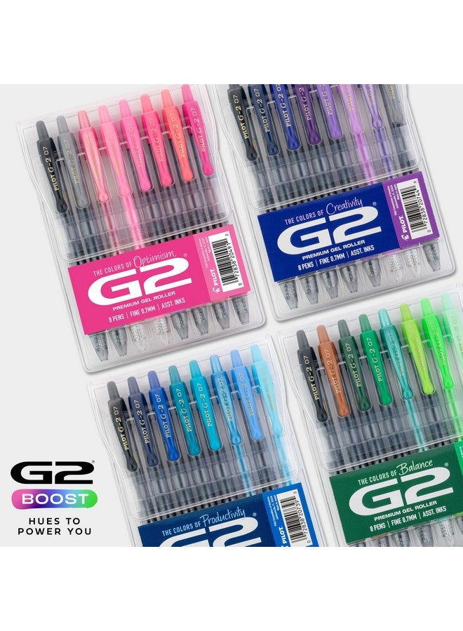 PILOT Pilot, G2 Premium Gel Roller Pens, G2 Boost Pink Pack, The Colors of Optimism, 8 Pack Pouch, Fine Point 0.7 mm, Assorted  - Image 4
