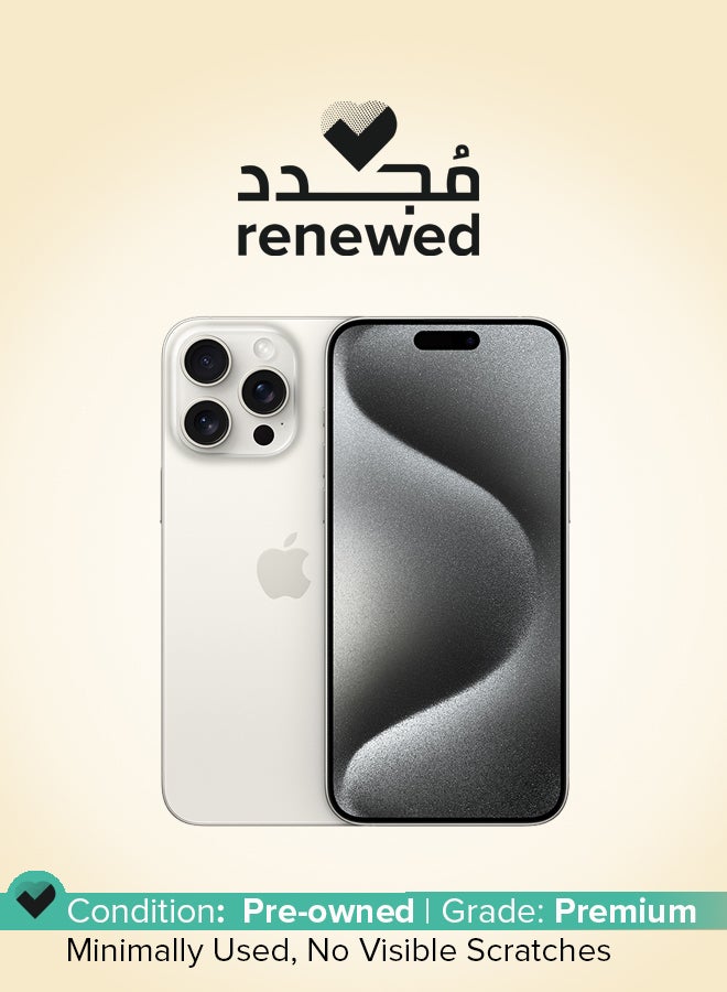 Apple Renewed - iPhone 15 Pro Max 256GB White Titanium 5G With FaceTime - USA Version (e-SIM only) - Image 1