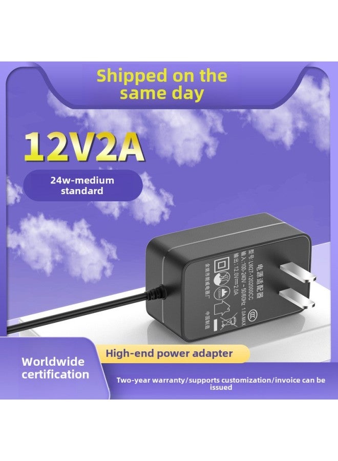 Medium Gauge Adapter 12V2A Power CCC Certification Small Household Appliances Beauty Instrument Monitoring Special 12v2a Adapter-Color:White-Specifications:12v2a Us Power Adapter  - Image 1