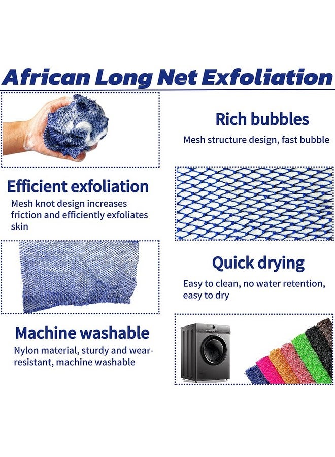 SPMKTBOZAI African Net Sponge Authentic, African Exfoliating Sponge Real African Net Black Owned, African Bath Sponge Back Scrubber, Body Exfoliator Shower Bath Accessories (Blue) - Image 2