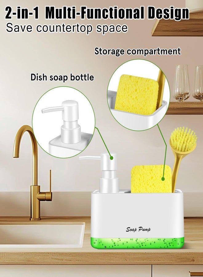 Eavida Refillable Liquid Soap Dispenser for Kitchen & Bathroom Use with Sponge Holder - Multi-Scene for Dish Soap, Hand Soap, Lotion, Body Wash (White) - Image 5