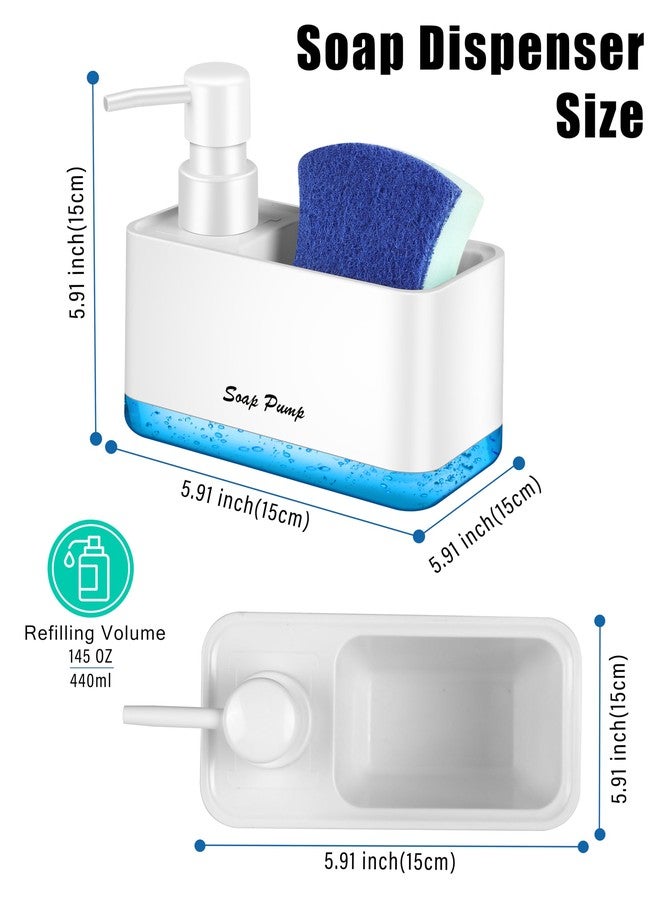 Eavida Refillable Liquid Soap Dispenser for Kitchen & Bathroom Use with Sponge Holder - Multi-Scene for Dish Soap, Hand Soap, Lotion, Body Wash (White) - Image 4