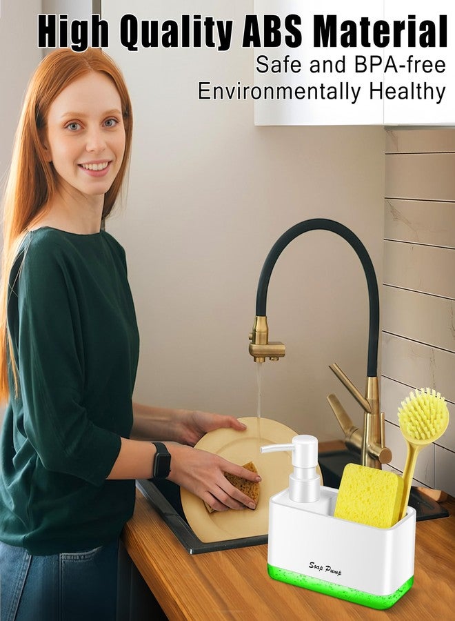 Eavida Refillable Liquid Soap Dispenser for Kitchen & Bathroom Use with Sponge Holder - Multi-Scene for Dish Soap, Hand Soap, Lotion, Body Wash (White) - Image 2
