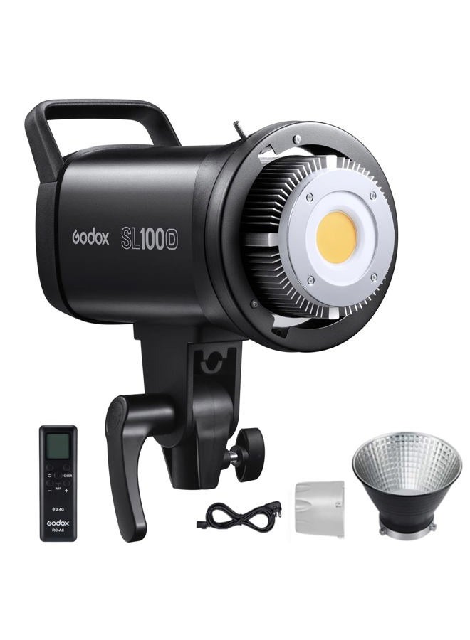 Godox Godox SL100D Daylight LED Video Light, 100W 5600K 32100Lux @1M CRI 96+TLCI 97+ Bowens Mount COB LED Continuous Light, 8 FX Effects 0-100% Brightness Studio Light with RC-A6 Remote - Image 1