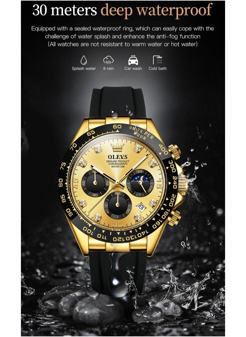 OLEVS - Watches for Men Silicone Strap Quartz Water Resistant Watch 2875 - Image 1