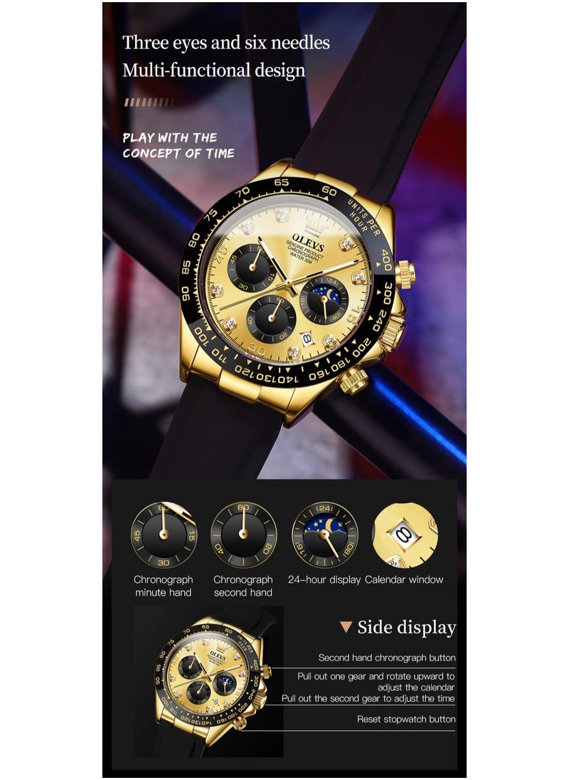 OLEVS - Watches for Men Silicone Strap Quartz Water Resistant Watch 2875 - Image 1