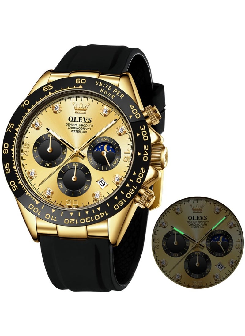 OLEVS - Watches for Men Silicone Strap Quartz Water Resistant Watch 2875 - Image 1