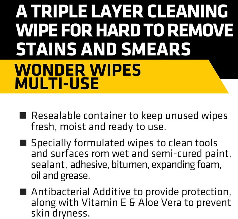 SIKA Everbuild Wonder Wipes Multi-Use Cleaning Wipes, 100 Wipes - Image 2