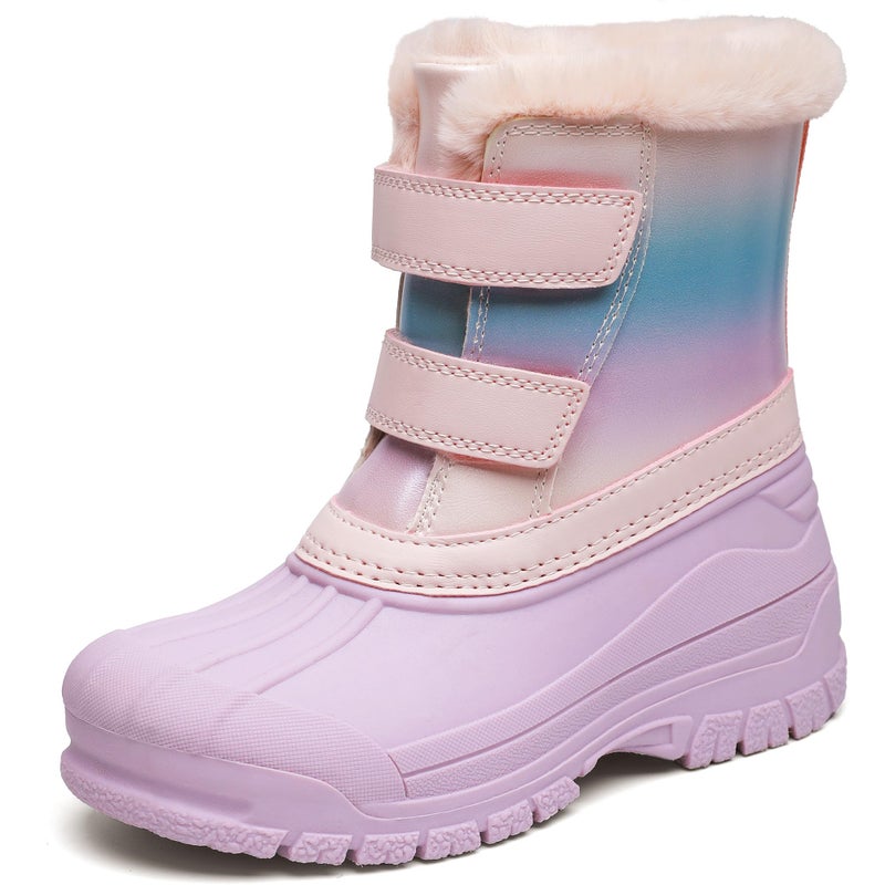 shoeslocker Girls Boys Waterproof Winter Snow Boots with Faux Fur Lining PurpleToddler size 5 - Image 1
