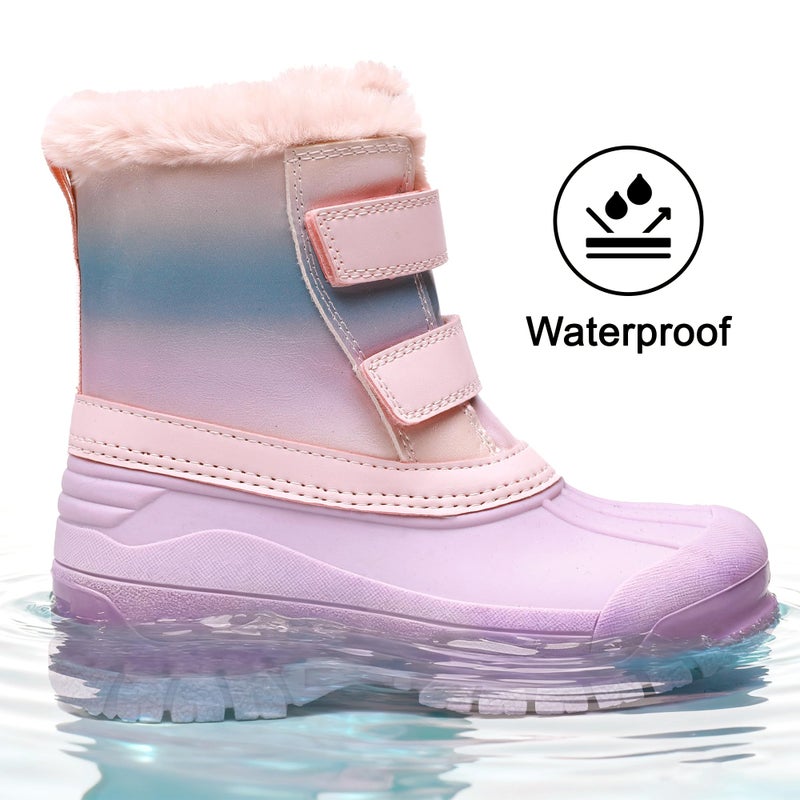 shoeslocker Girls Boys Waterproof Winter Snow Boots with Faux Fur Lining PurpleToddler size 5 - Image 5