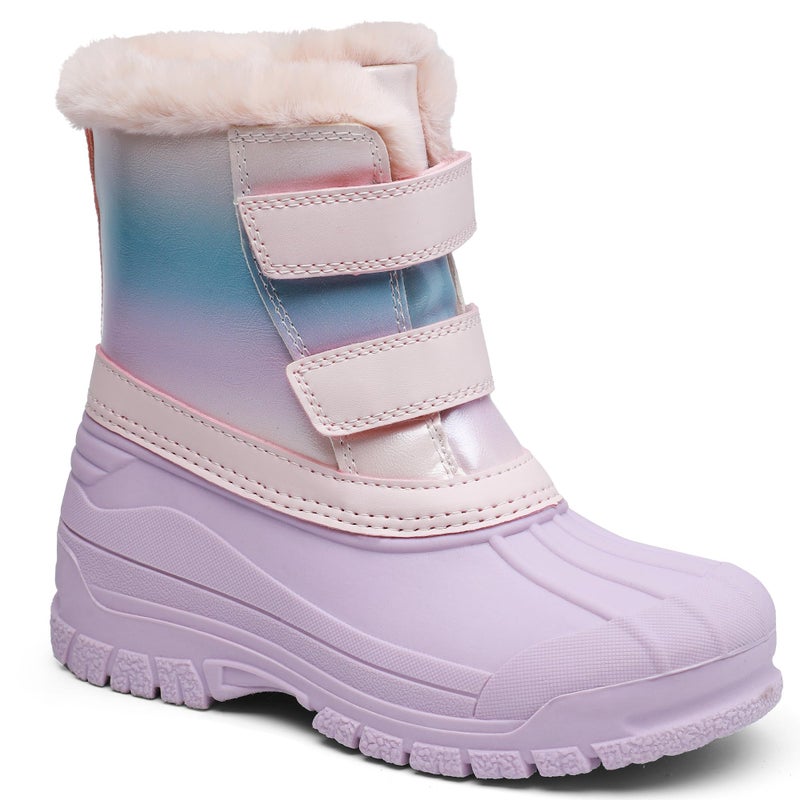 shoeslocker Girls Boys Waterproof Winter Snow Boots with Faux Fur Lining PurpleToddler size 5 - Image 3