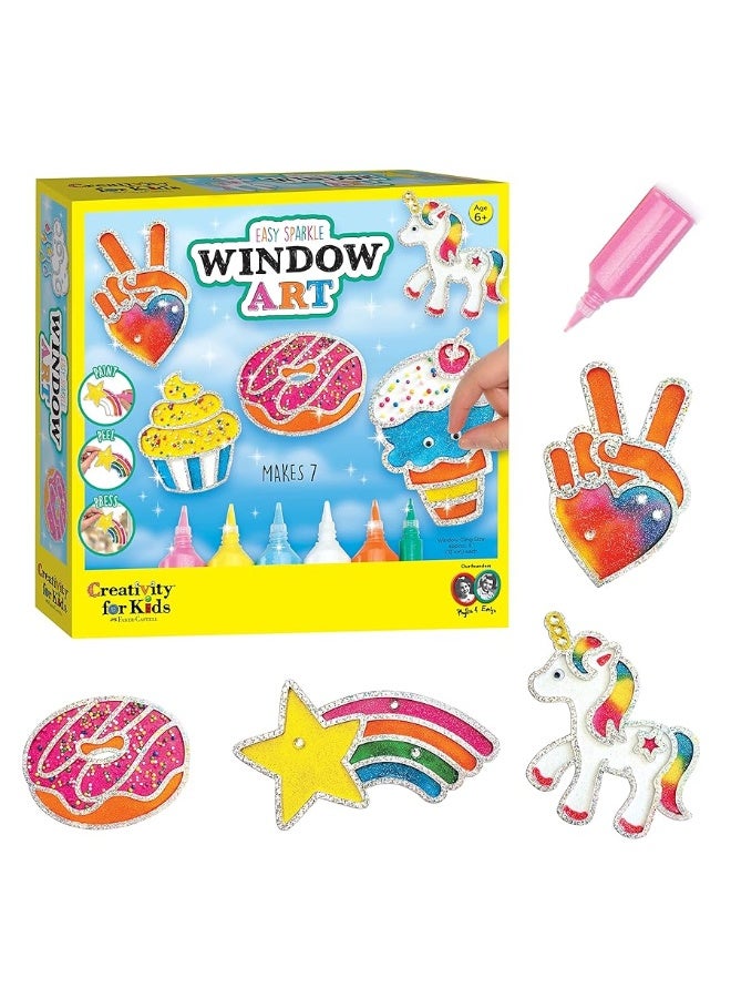 Creativity for Kids Easy Sparkle Window Art Kit - Paint and Decorate 7 DIY Suncatchers, Arts and Crafts for Kids Ages 6-8+, Activities for Kids, Rainbow Sprinkles - Image 5
