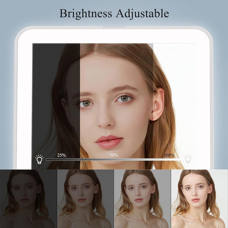 FUNTOUCH Rechargeable Travel Makeup Vanity Mirror with 72 Led Lights, Portable Lighted Makeup Beauty Mirror, 3 Color Lighting, Dimmable Touch Screen, Tabletop LED Folding Cosmetic Mirror with Lights - Image 4