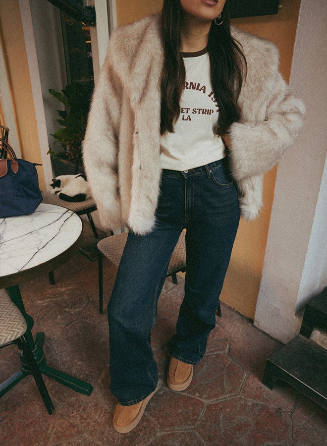 trendyol Stone 100% Cotton Slogan Printed Contrast Piping Detailed Knitted T-Shirt - Image 2