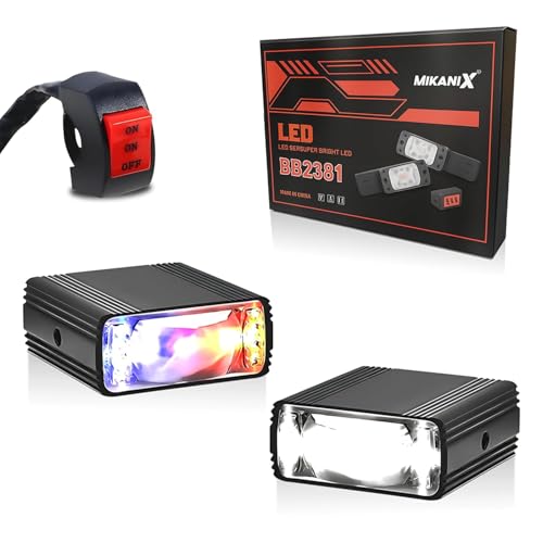 MIKANIX Super Bright LED Fog Light For Bike & Car With Switch | High Low Beam | PCR Flashing Mode For Motorcycles, Scooters, Cars & Off-Road Vehicles (Set of 2) - Image 1