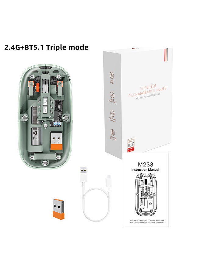 Generic - Transparent Mouse Rechargeable Wireless Mouse High-end PixArt 3065 IC Design 1600DPI Adjustable Silent Switch Type-C One-Key Desktop for Office and Gaming Single/3 Model BT Computer Mice - Image 1
