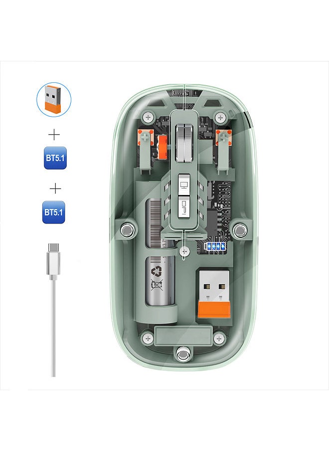 Generic - Transparent Mouse Rechargeable Wireless Mouse High-end PixArt 3065 IC Design 1600DPI Adjustable Silent Switch Type-C One-Key Desktop for Office and Gaming Single/3 Model BT Computer Mice - Image 1
