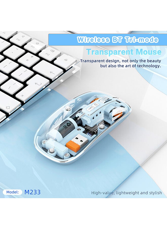 Generic - Transparent Mouse Rechargeable Wireless Mouse High-end PixArt 3065 IC Design 1600DPI Adjustable Silent Switch Type-C One-Key Desktop for Office and Gaming Single/3 Model BT Computer Mice - Image 1