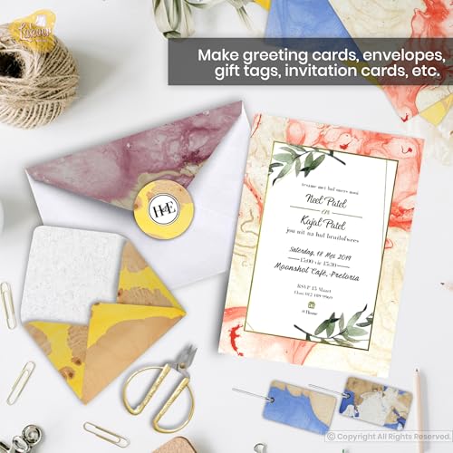 Lakeer A4 Handmade Paper-Marble Design, 5 Colours X 2 Sheets Each, Pack of 10 Sheets, For Art & Craft, Decoration, Greeting Card, Envelop Making, Etc - Image 3