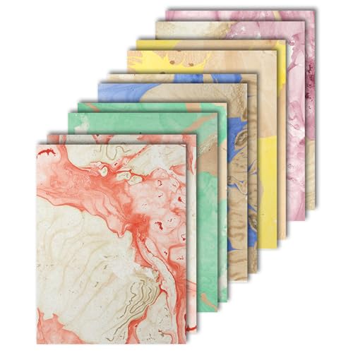 Lakeer A4 Handmade Paper-Marble Design, 5 Colours X 2 Sheets Each, Pack of 10 Sheets, For Art & Craft, Decoration, Greeting Card, Envelop Making, Etc - Image 1