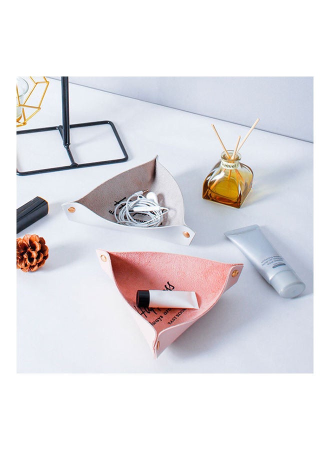 NIBEMINENT Triangle Faux Leather Storage Tray Pink - Image 2