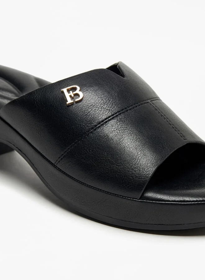 Flora Bella By Shoexpress Logo Accent Slip-On Sandals with Block Heels