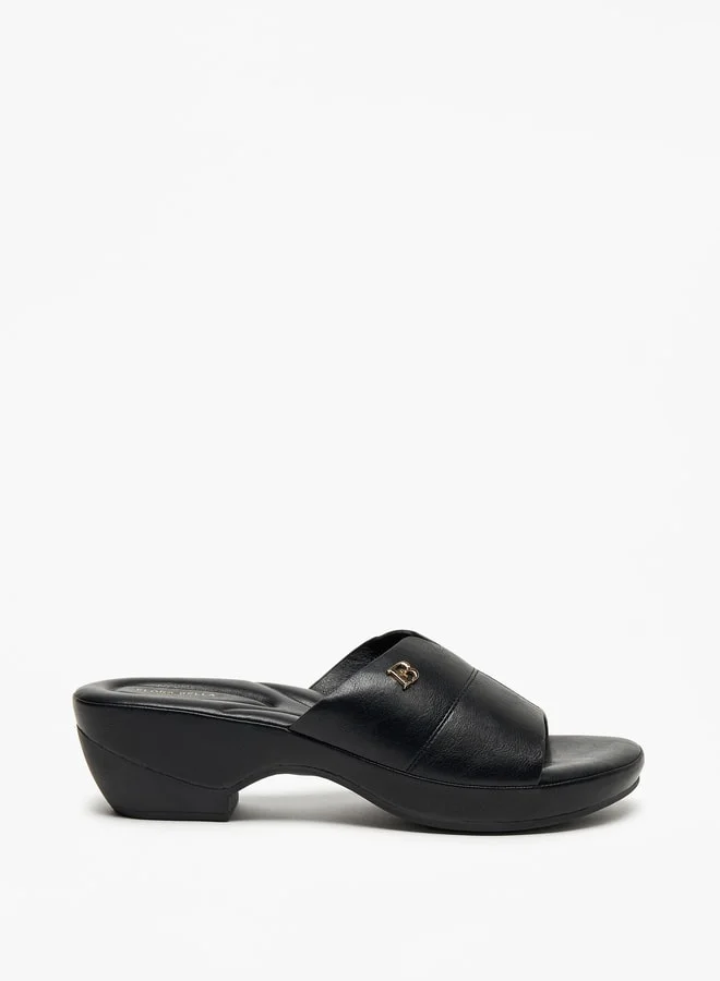 Flora Bella By Shoexpress Logo Accent Slip-On Sandals with Block Heels