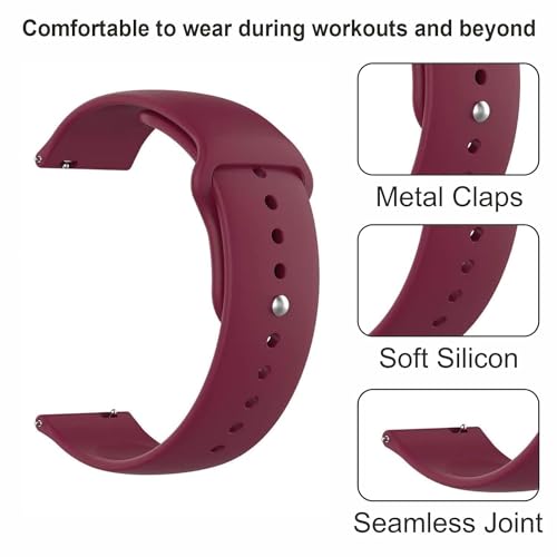 EDNITA 19mm Smart Watch Band Strap with Metal Button Compatible with Noise Colorfit Pro 2/Oxy/Pulse/Beat/Boat Storm Smart Watches & Watches with 19mm Lugs - Wine - Pack of 1 - Image 4