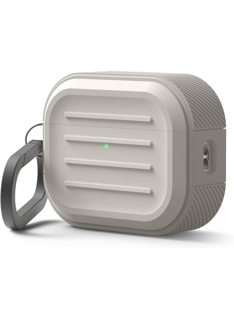 Elago Armor Hang designed for Airpods Pro 3 (2025) 3rd Generation case cover with Carabiner - Stone - Image 1