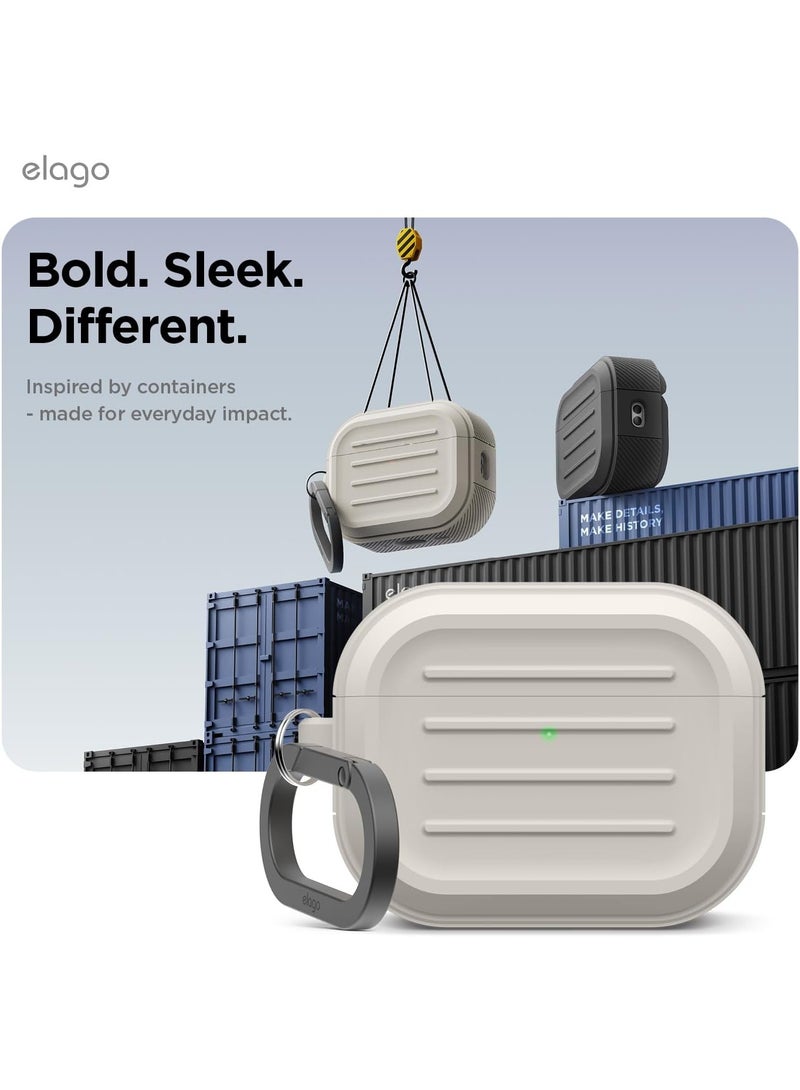 Elago Armor Hang designed for Airpods Pro 3 (2025) 3rd Generation case cover with Carabiner - Stone - Image 3