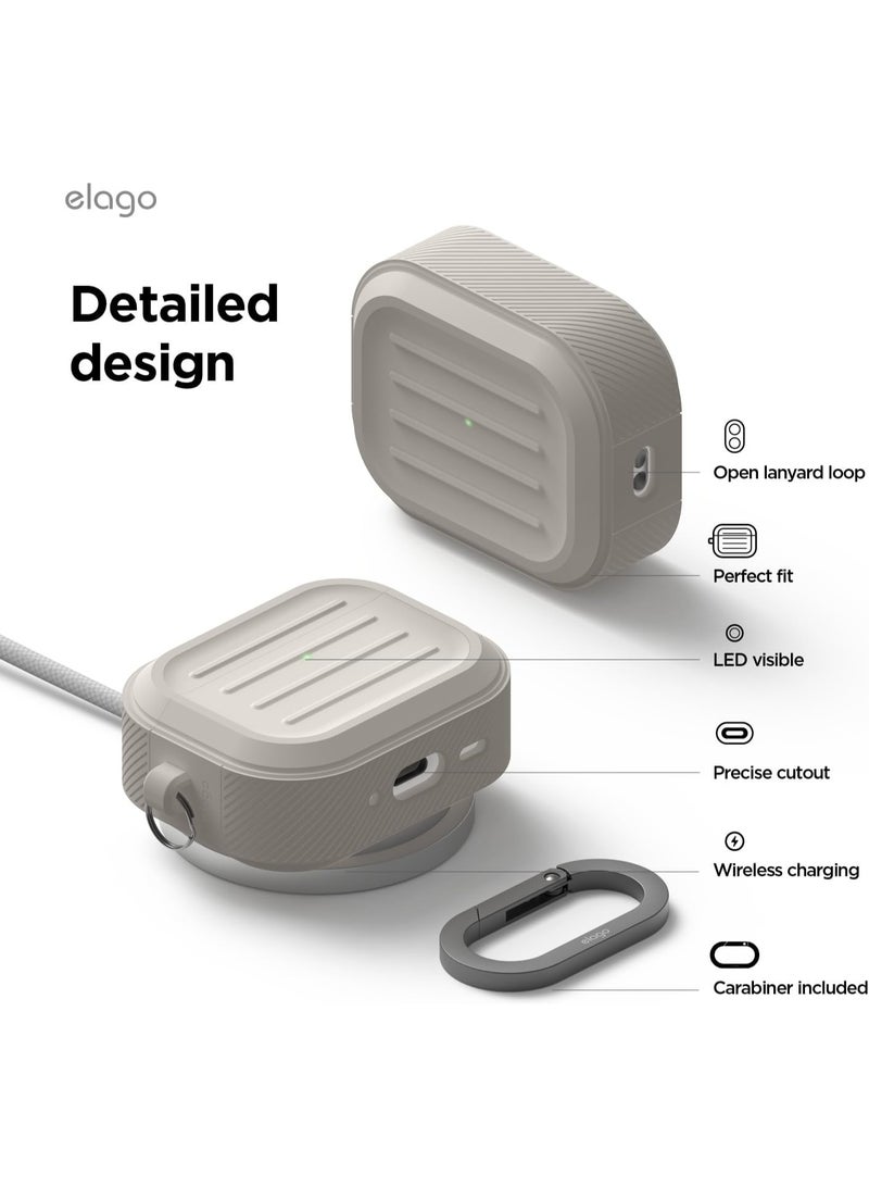 Elago Armor Hang designed for Airpods Pro 3 (2025) 3rd Generation case cover with Carabiner - Stone - Image 5