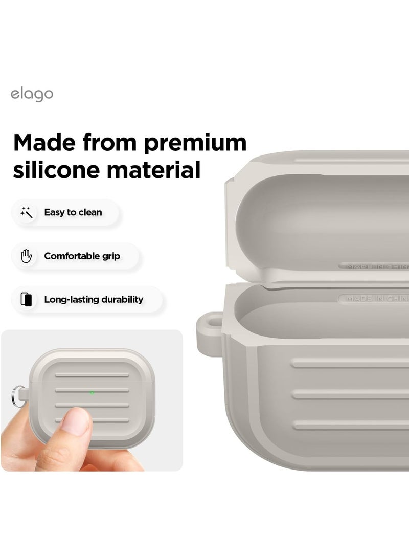 Elago Armor Hang designed for Airpods Pro 3 (2025) 3rd Generation case cover with Carabiner - Stone - Image 4